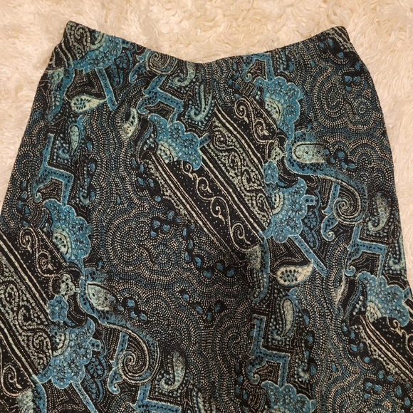 Vintage 90s Teal Paisley & Sparkle Mermaid Skirt - Picture 4 of 4